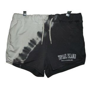 Topsail Island Shorts Large Gray Tie Dye Soft Knit stretch drawstring track pock